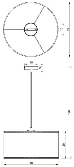 Csillár zsinóron LOFT SHADE 1xE27/60W/230V á. 40 cm fekete/arany
