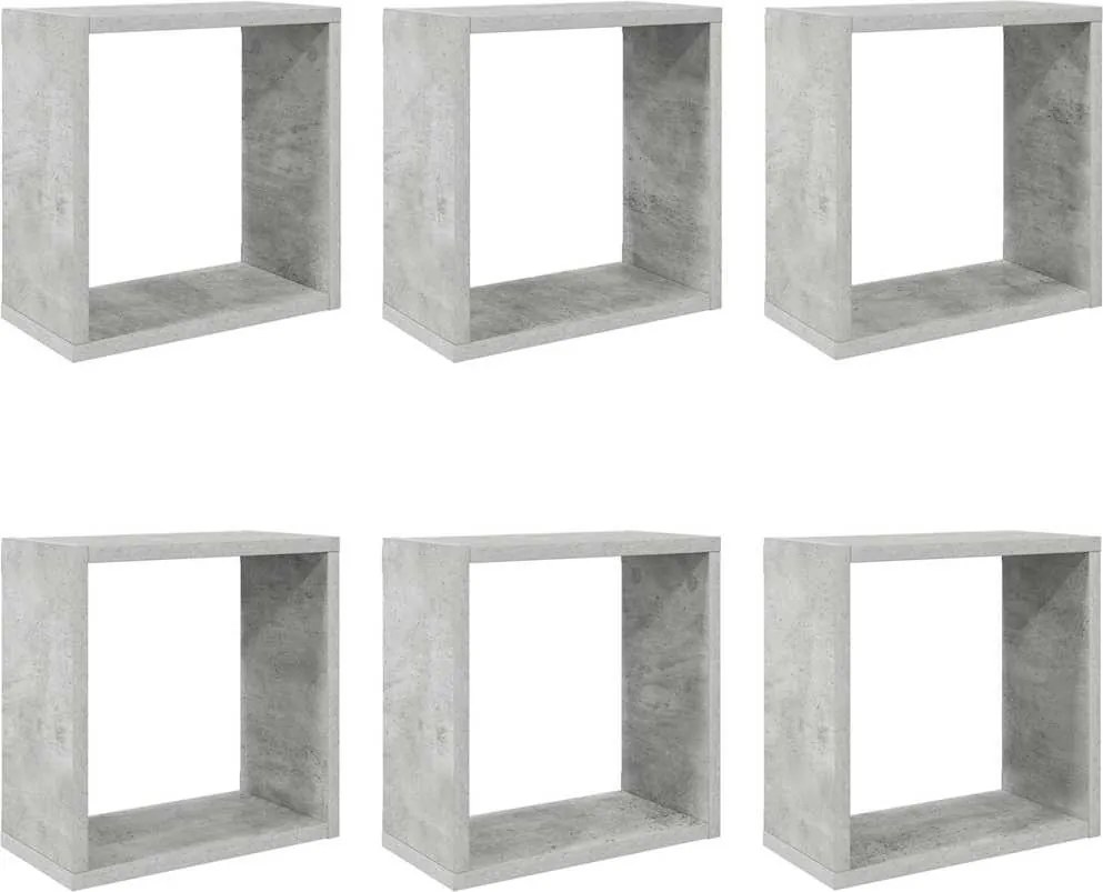 vidaXL 6 db betonszürke fali kockapolc 30 x 15 x 30 cm