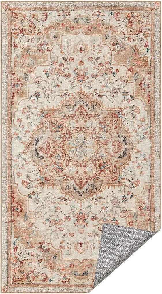 Vintage stílusú, gépben mosható szőnyeg 80 x 150 cm, cappuccino bézs