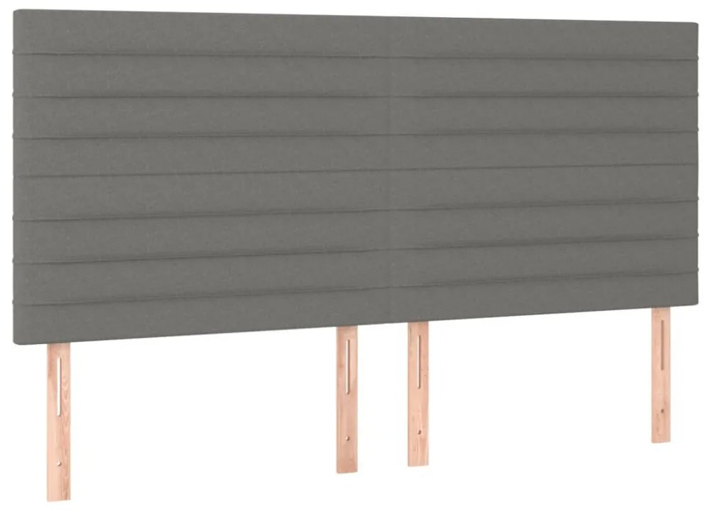 sötétszürke szövet rugós és LED-es ágy matraccal 180 x 200 cm