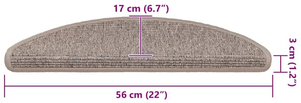 15 db sötétbézs öntapadó lépcsőszőnyeg 56x17x3 cm