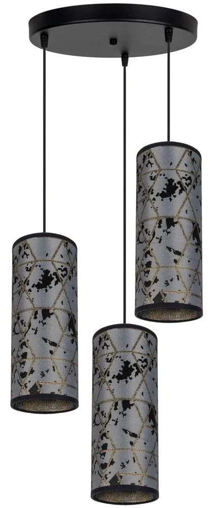 Csillár zsinóron AVALO 3xE27/60W/230V á. 35 cm szürke/fekete