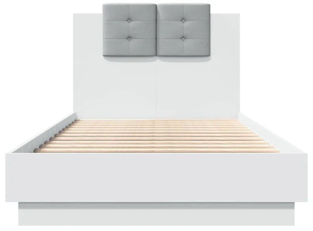 fehér ágykeret fejtámlával és LED-világítással 75 x 190 cm