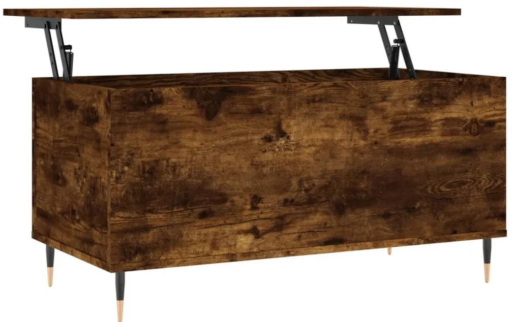 Füstös tölgy színű szerelt fa dohányzóasztal 90 x 44,5 x 45 cm