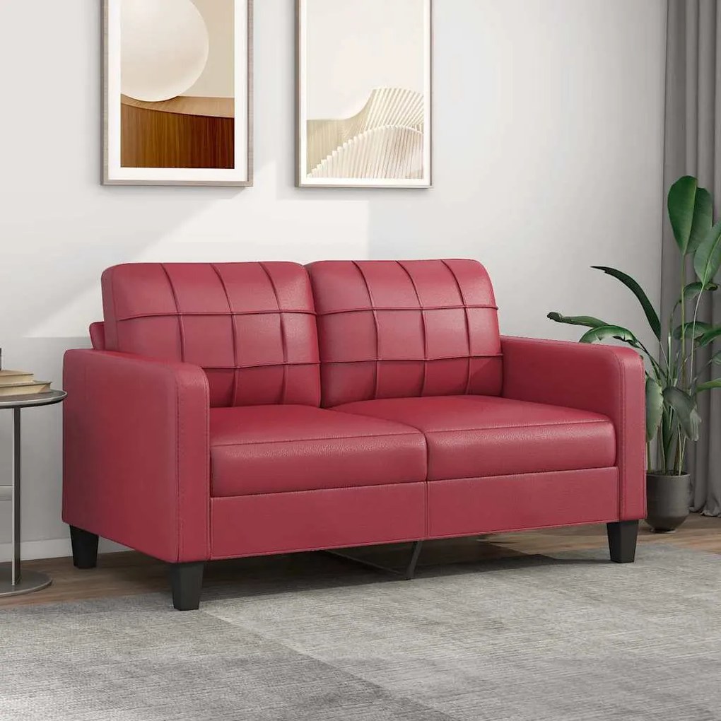 vidaXL 2 személyes bordó színű műbőr kanapé 140 cm