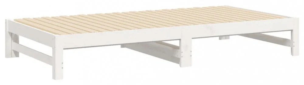 fehér tömör fenyőfa kihúzható kanapéágy 2x(100x200) cm