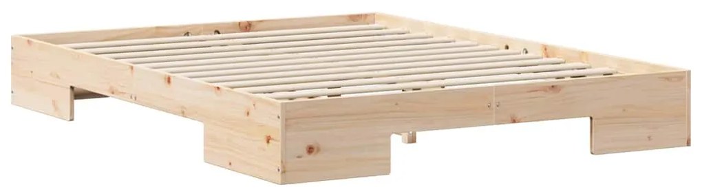 vidaXL Földi ágykeret tárolóval Barna 140 x 200 cm Tömör fenyőfa