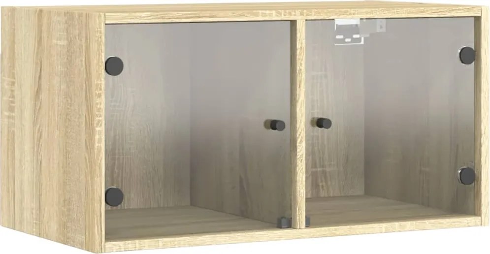 vidaXL sonoma tölgy színű faliszekrény üvegajtókkal 68,5x37x35 cm
