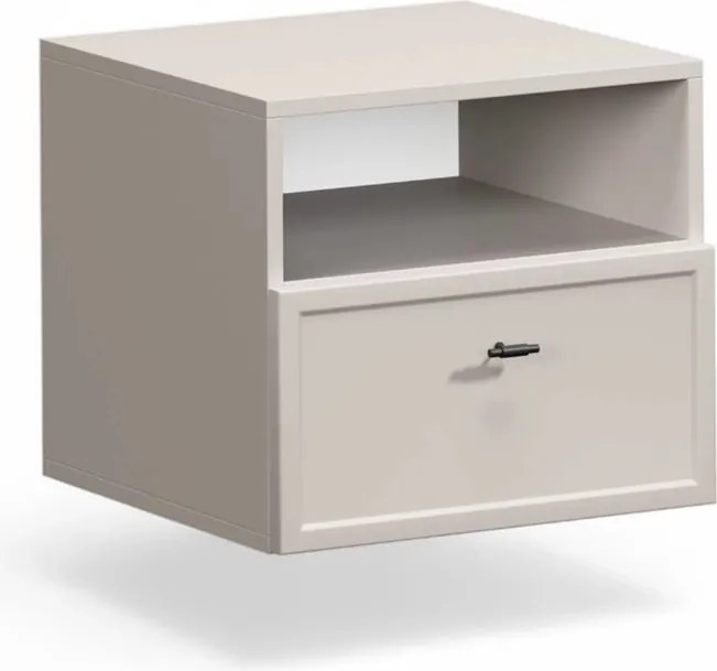 Lorini fali fiókos éjjeliszekrény 45 cm - kasmír / fekete T-bar fogantyúk