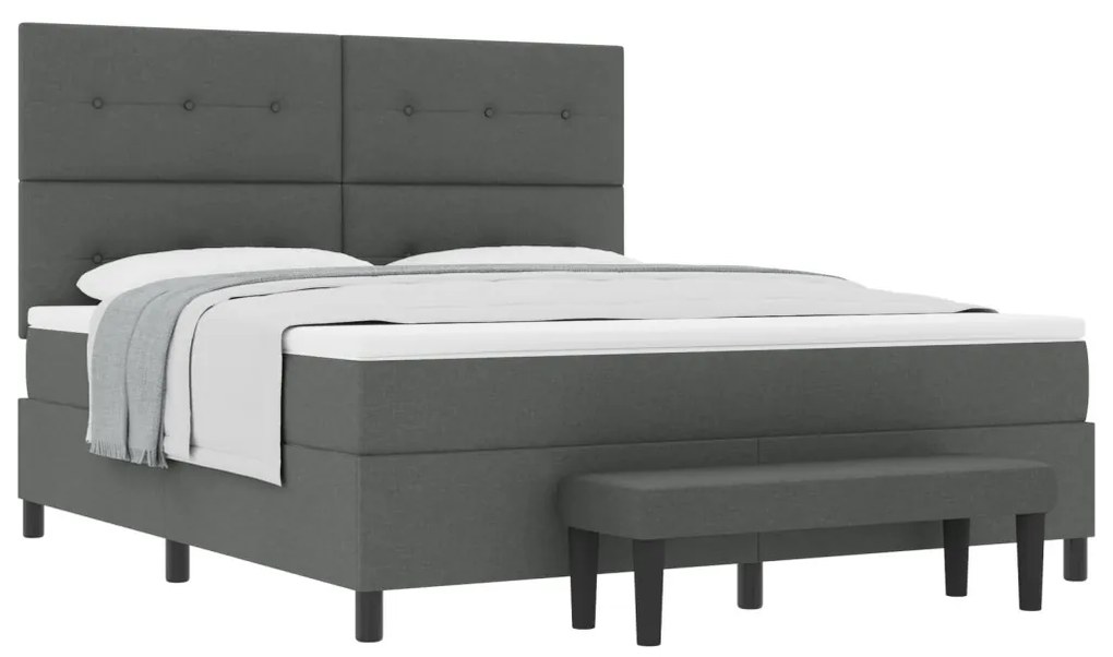 Box Spring Ágy matraccal és paddal Sötétszürke 180x200 cm Szövet
