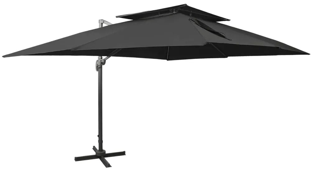 fekete konzolos kerti napernyő dupla tetejjel 400 x 300 cm