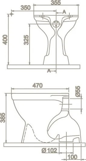 CeraStyle WC csésze - padlón álló - porcelán - ALSÓ kifolyású