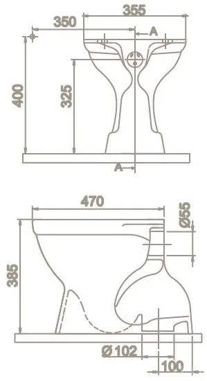 CeraStyle WC csésze - porcelán - mély öblítésű - ALSÓ kifolyású