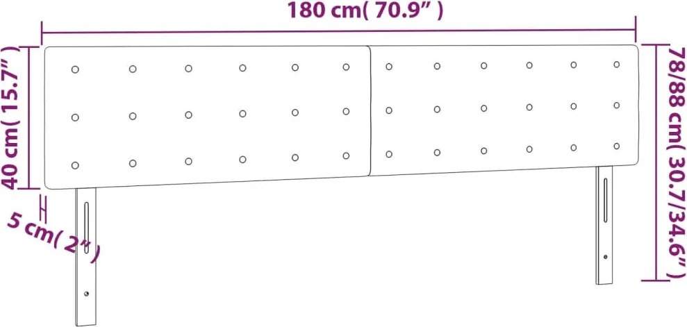 krémszínű műbőr LED-es fejtámla 180 x 5 x 78/88 cm