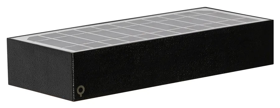 Kültéri fali lámpa fekete, fényerő-szabályozóval és mozgásérzékelővel, napelemes - Kayo