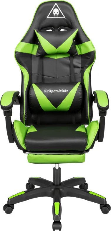 Kruger&amp;Matz Warrior GX-150 játékszék zöld-fekete.