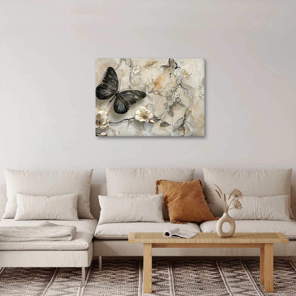 Kép - Márvány háttér pillangókkal (70x50 cm)