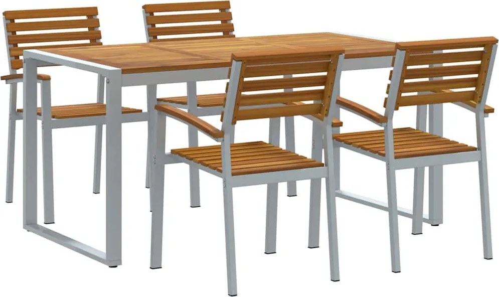 vidaXL Kert étkező szett 5 pcs Szürke Tömör Akácfa