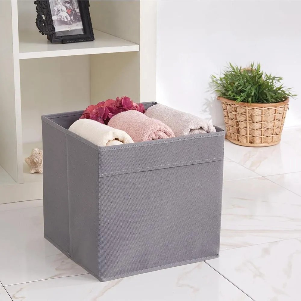 Szürke textil tárolódoboz 30x30x30 cm – Mioli Decor