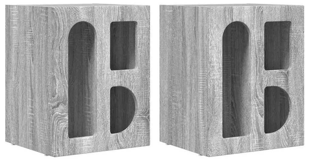 vidaXL Éjjeli asztal 2 pcs Szürke Sonoma 40 x 35 x 50 cm Faanyag