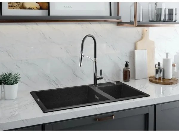 Deante BGB_B720 - Fekete/chrom GERBERA mosogató csaptelep flexibilis karos