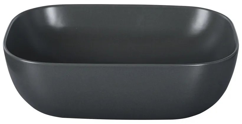 EROS SMILE 3 - PULTRA ültethető - Top Counter - porcelán mosdó - MATT SZÜRKE - 46,5 x 32,5 x 13 cm