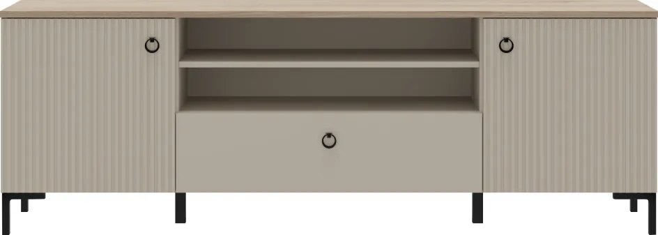 TV-állvány, szürkésbarna Taupe/silverjack tölgy, DOMCA 2D1S