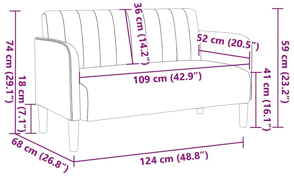 kék bársony loveseat kanapé 109 cm