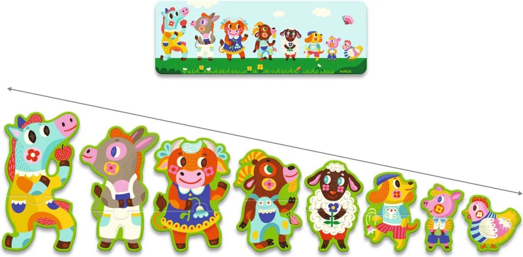 Sorozatkirakó puzzle - Nagyok és kicsik a tanyán, 16 db-os - Big and small on the farm