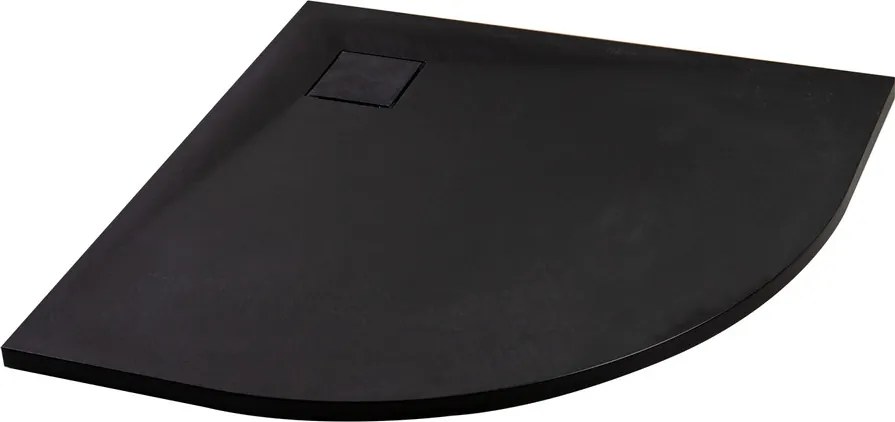 Cagliari || Black 90x90x2,6 cm íves, SMC zuhanytálca szifonnal