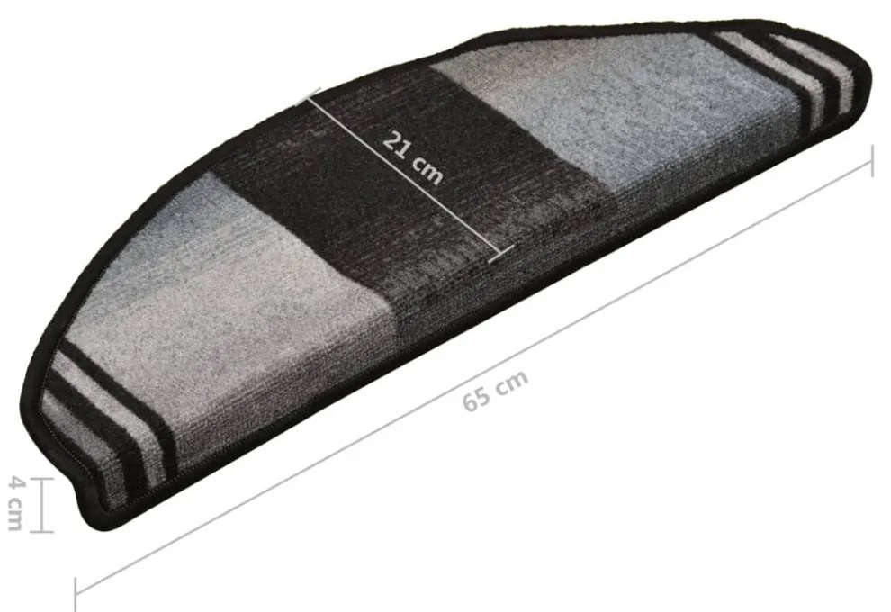 15 db fekete-szürke öntapadó lépcsőszőnyeg 65 x 21 x 4 cm