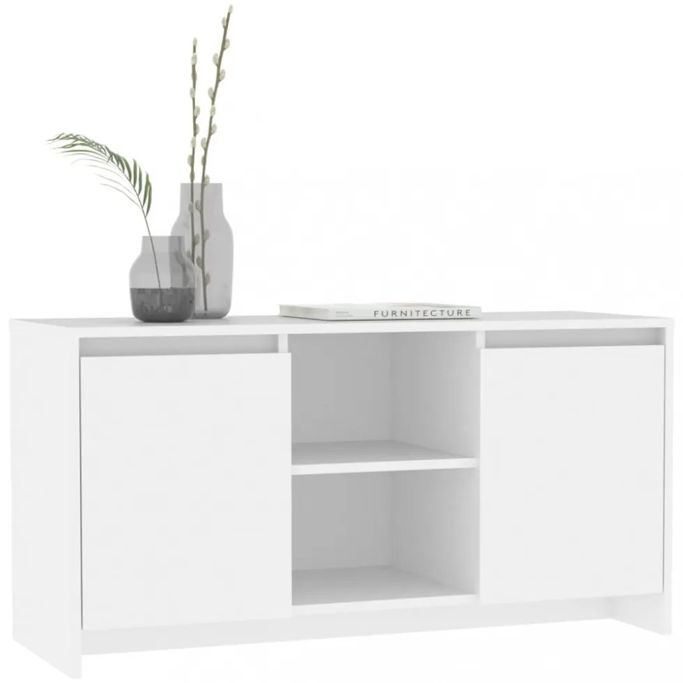 fehér szerelt fa TV-szekrény 102 x 37,5 x 52,5 cm