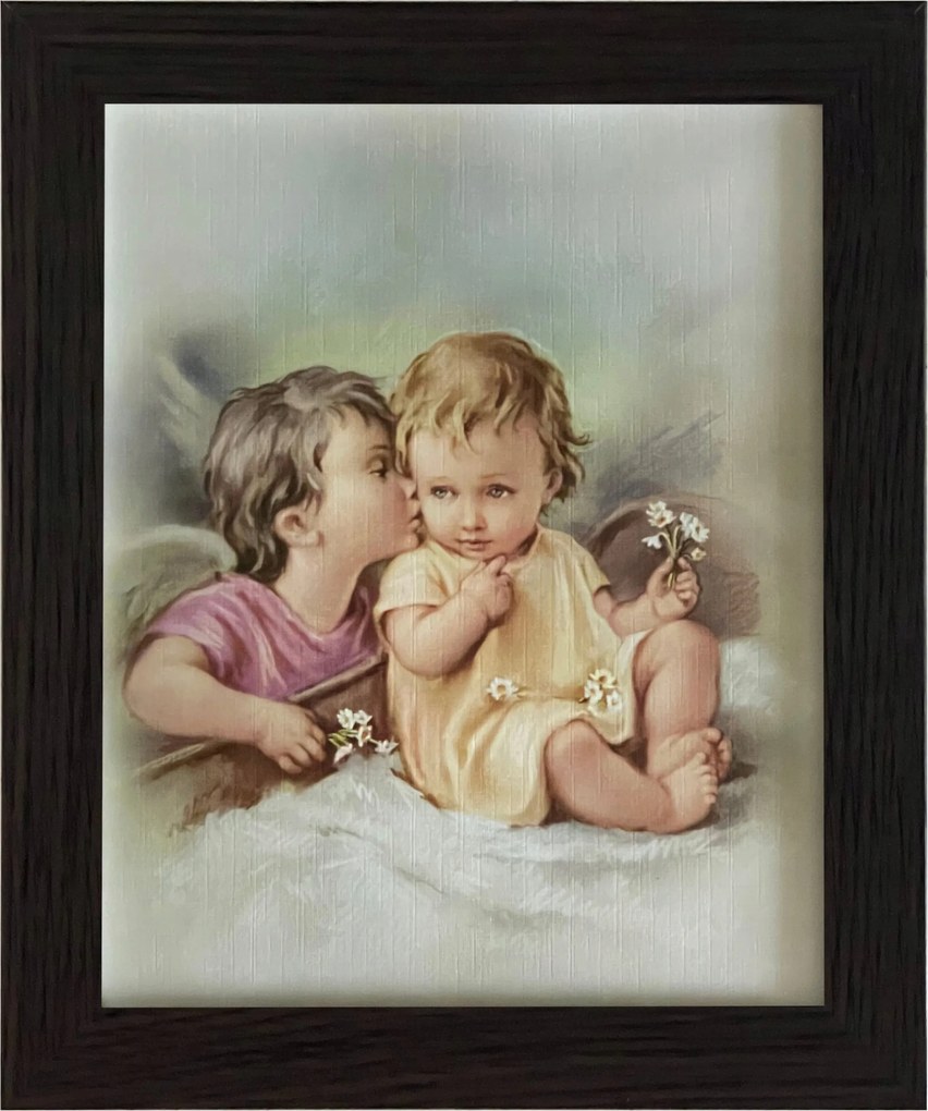 Vászonkép 30x25 Őrangyal Angyal Keret Wenge Keresztelő