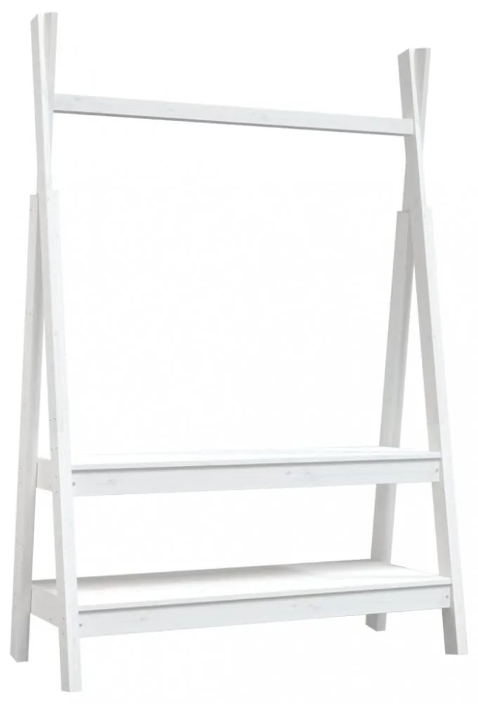 fehér tömör fenyőfa ruhatartó állvány 100 x 45,5 x 150 cm