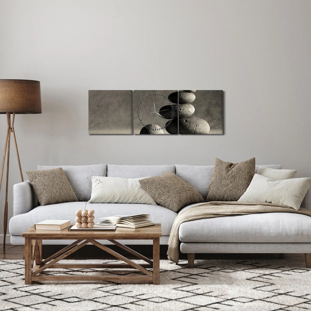 Kép - Szürke kövek (órával) (90x30 cm)