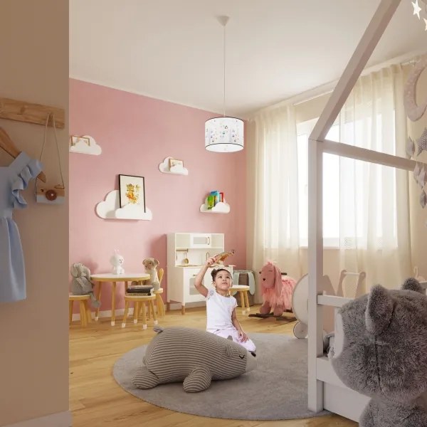 Sollux SL.1423 - Gyerek csillár zsinóron OWLS 1xE27/15W/230V átm. 40 cm