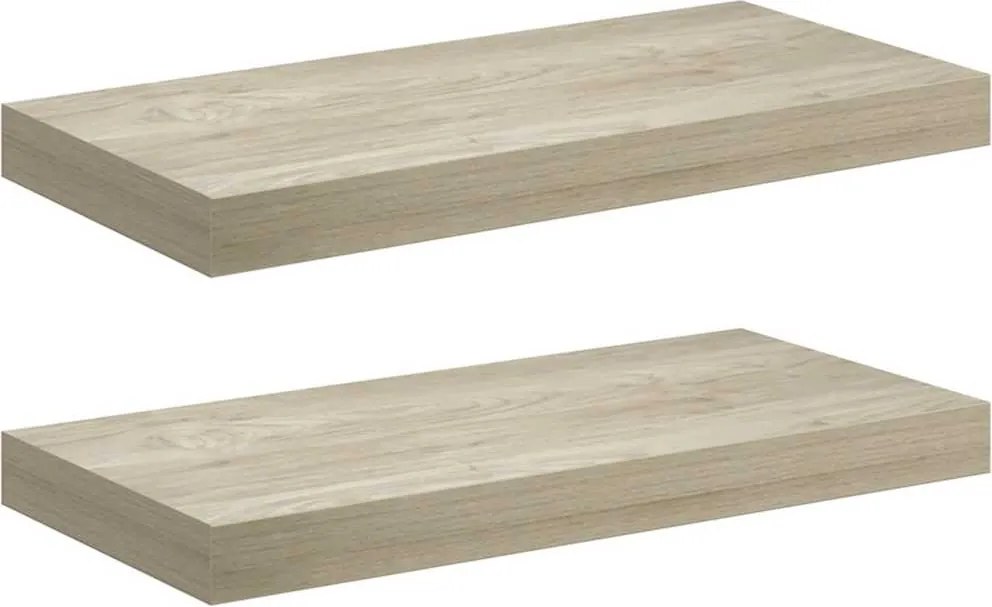 vidaXL 2 db tölgyszínű MDF lebegő fali polc 50 x 23 x 3,8 cm