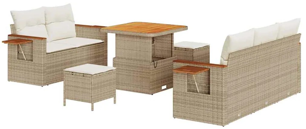 Kerti Kanapé Szett 8 pcs bézs és krémszínű 80 x 80 x 71 cm