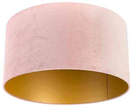 Velúr lámpaernyő rózsaszín 50/50/25, arany belsővel