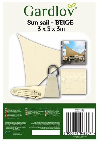 Sunshade sail 3x3x3 beige Gardlov 23146