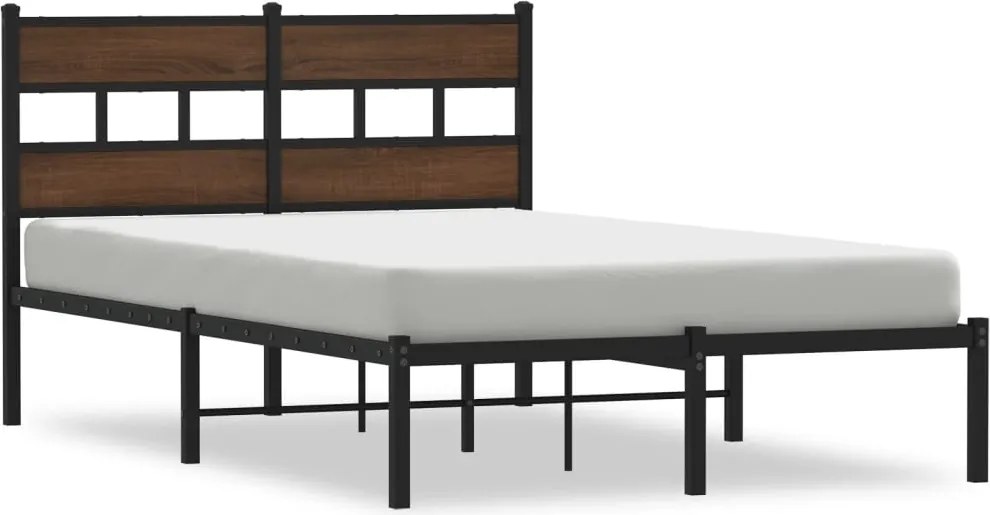 vidaXL barna tölgy színű fejtámlás ágykeret matrac nélkül 120 x 190 cm