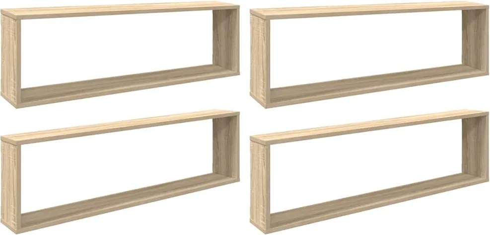 vidaXL 4 db sonoma tölgy színű szerelt fa fali polc 100x15x30 cm