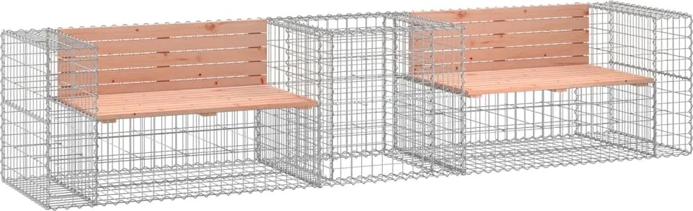 vidaXL tömör duglászfenyő kerti pad gabion kosárral