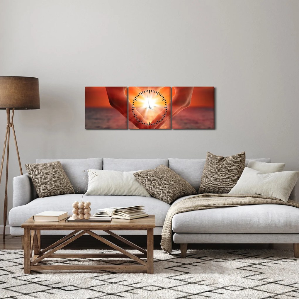 Kép - Nap a szívben (órával) (90x30 cm)