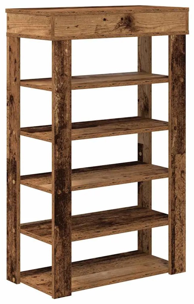 antik fa szerelt fa cipőtartó 60x30x98 cm