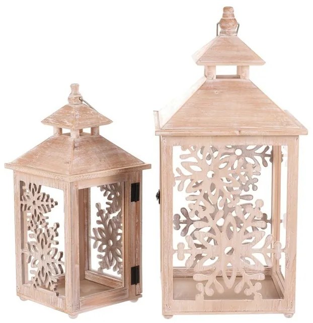 2 db Vločka fa lámpa szett, természetes