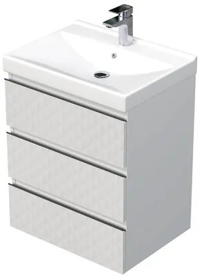 SAT Cube Way Fürdőszobaszekrény mosdóval 60x71x46 cm fehér matt CUBE3D46603ZBVER