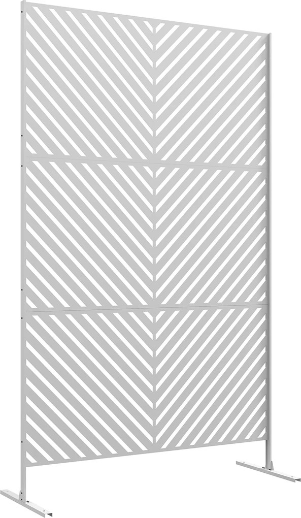 Outsunny Kültéri Szobai Elválasztó 3 Darab Invertált Háromszög Mintázatú Acél Váz Privát Képernyőhöz Teraszra Kertbe 122x45x198 cm Fehér | Aosom