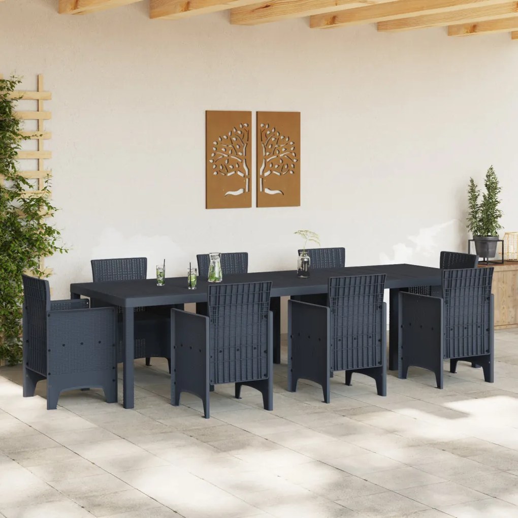 Kertasztal Antracit 300x100x73 cm Poli Rattan