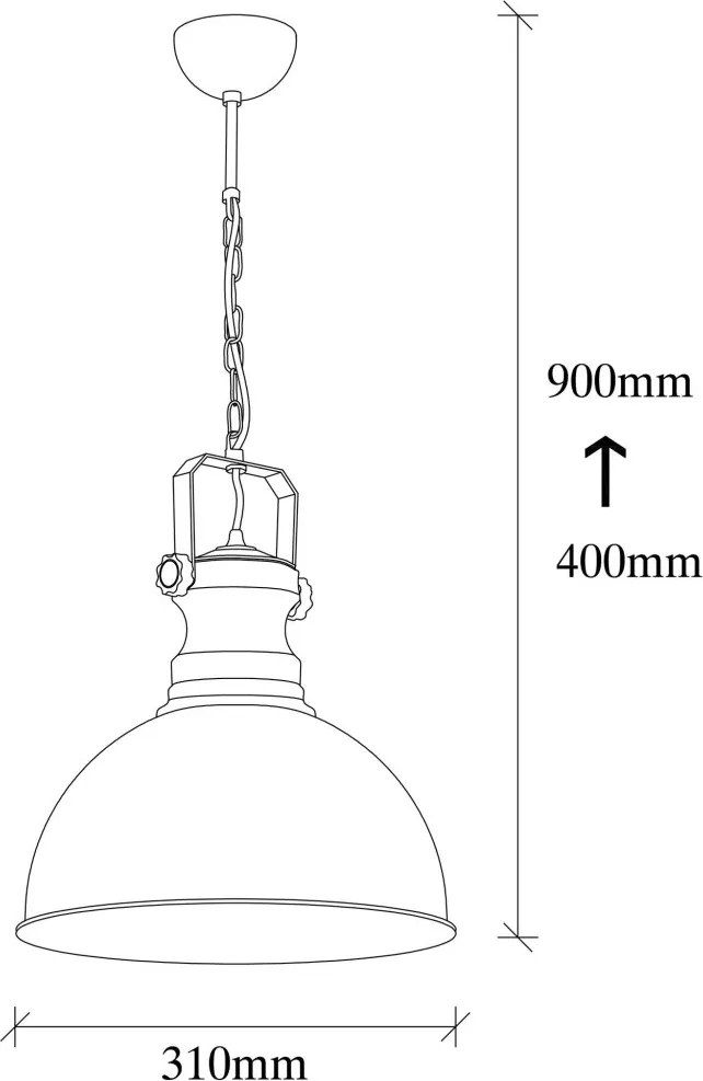 Sağlam 3710 antik fém és fa függőlámpa, Ø31 cm